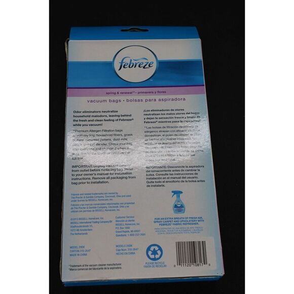 Febreze Allergen Filtration Upright Vacuum Bags, Spring & Renewal Scent, 2 In Bx - Picture 7 of 8